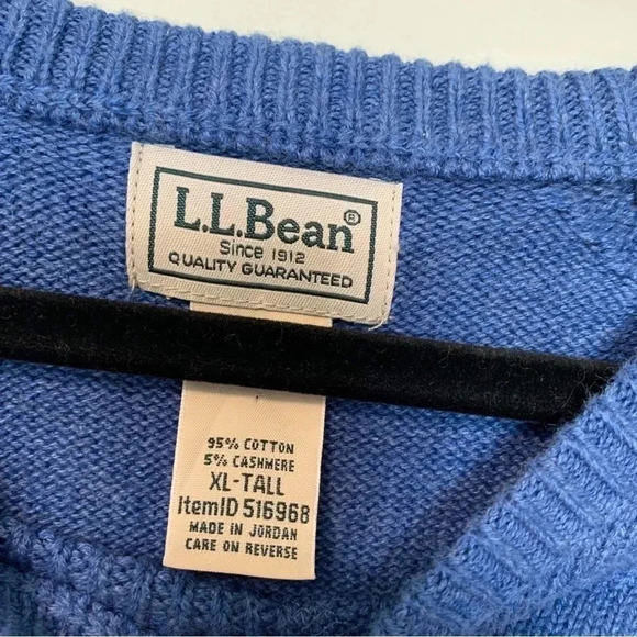 L.L. Bean blue  cotton cashmere blend sweater - Picture 2 of 4